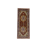 Darby Home Co Crebilly Oriental Handmade Hand-Knotted Runner 2'5" x 6' Wool Area Rug in Blue