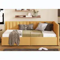 Latitude Run® Twin Size Upholstered Daybed, Sofa Bed Frame With 2 Storage Drawers