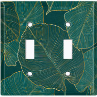 WorldAcc Metal Light Switch Plate Outlet Cover (Green Monstera Plant Leaves - Single Toggle)