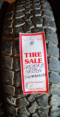P 205/75/ R15 Saxon SnowBlazer Winter M/S*  Used WINTER Tire 70% TREAD LEFT  $45 for THE TIRE / 1 TIRE ONLY !!