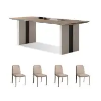 Fit and Touch 4 - Person Coffee Rectangular Slate Dining Table Set