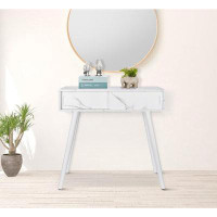 George Oliver Console Table, White Console Tables For Entryway, Small Faux Marble Entryway Table, Modern Vanity Desk Sid
