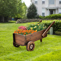 August Grove Wooden Planter Box With Wheels Handles