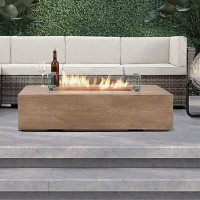 Loon Peak Frantzy 11.8'' H x 48'' W Magnesium Oxide Outdoor Fire Pit Table with Lid