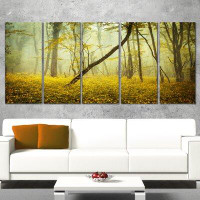 Made in Canada - Design Art Forest with Yellow Flowers 5 Piece Wall Art on Wrapped Canvas Set