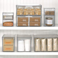 mDesign mDesign Plastic Stackable Kitchen Storage Organizer with Drawer - 4 Pack - Clear