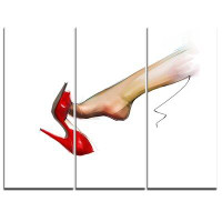 Design Art Leg Wearing High Heel Red Shoe - 3 Piece Graphic Art on Wrapped Canvas Set