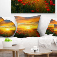 East Urban Home Floral Bright New Day over Poppy Fields Pillow