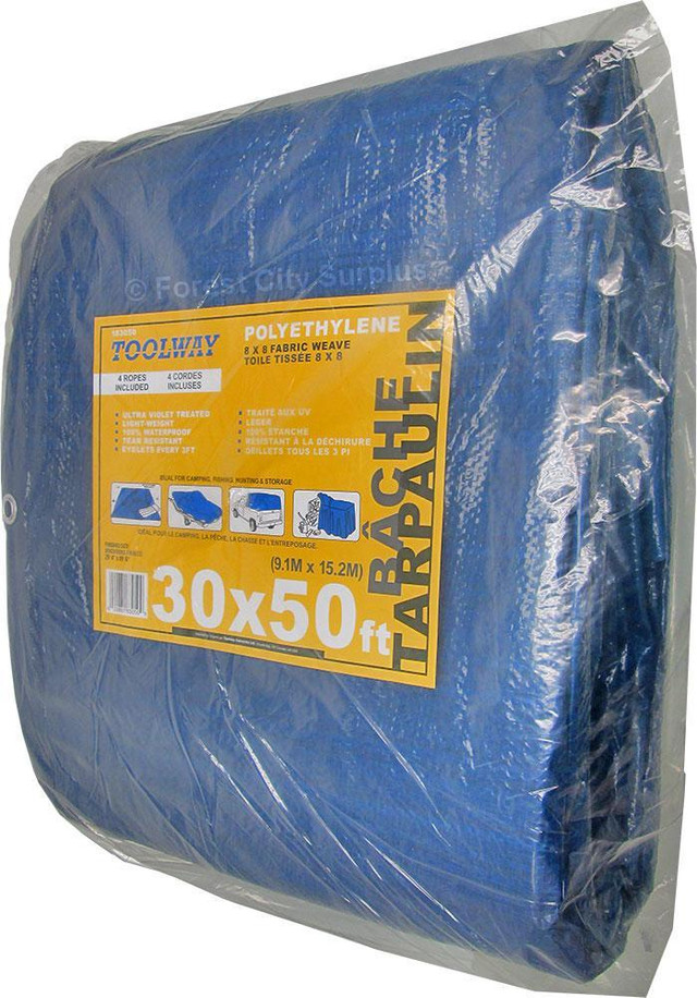 Toolway® 30ft x 50ft Blue Poly Tarp in Fishing, Camping & Outdoors