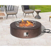 17 Stories 17 Stories Concrete Propane Fire Pit Table With Fire Glass