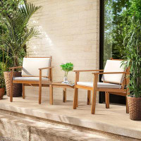 GLOBAL GIRLS LLC 3 Piece Bistro Patio Furniture Outdoor Chat Chair Set With Water Resistant Cushions And Coffee Table Fo