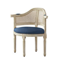 Ophelia & Co. 33.3x 23.6 x 30.5_24" Navy Blue And Beige Linen Arm Chair