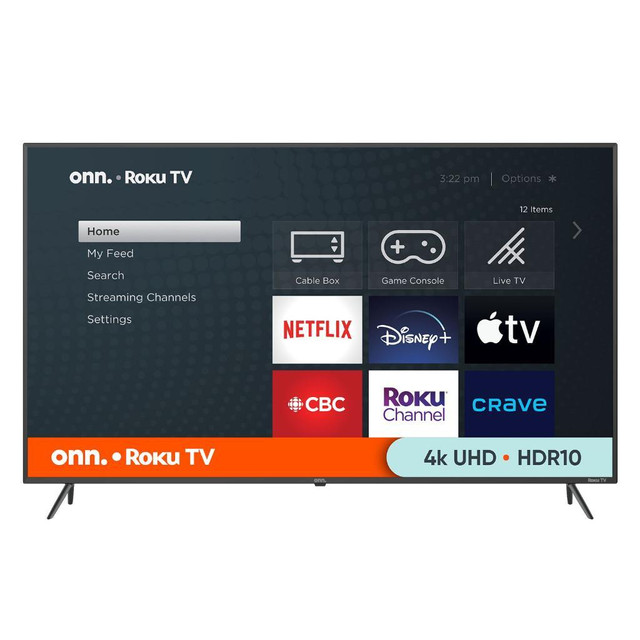 Onn. 50 inch 4K UHD HDR Roku Smart TV (Model 100012585-CA-Black) -- $ 299.99 No-Tax in TVs in Toronto (GTA) - Image 2