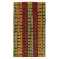 Rug & Kilim 1960S Vintage Distressed Mid-Century Modern Rug, Red, Green, Gold Deco Pattern