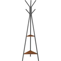 Latitude Run® Coat Rack Freestanding, Coat Hanger Stand, Hall Tree with 2 Shelves, Industrial Style