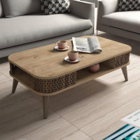 George Oliver 4 Legs Rectangle With Oval Corners Coffee Table