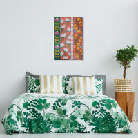 Red Barrel Studio "Plants With Flowers", Colourful Boho Floral Pattern Traditional Orange Canvas Wall Art Print For Livi