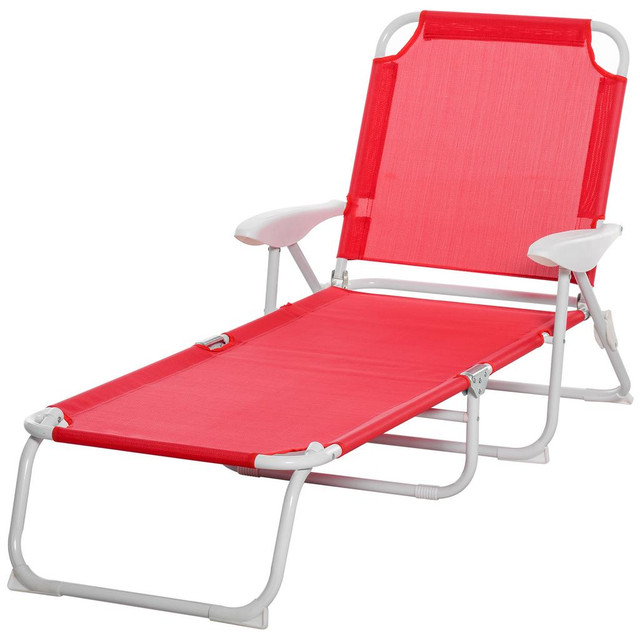 Sun Lounger 73.2" L x 26" W x 31.5" H Red in Patio & Garden Furniture - Image 2