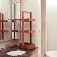 Highland Dunes Estate Teak Wood Freestanding Bathroom Shelves