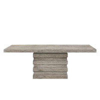Foundry Select Dining Table With Stackable Block Base, Oak Grey