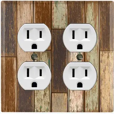 WorldAcc Metal Light Switch Plate Outlet Cover (Brown Fence - Double Duplex)