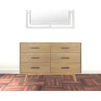 Corrigan Studio Cid Allie 53 Inch Modern Dresser, 6 Drawers, Solid Acacia, Walnut