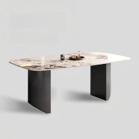 Brayden Studio Italian Rock Plate Dining Table Modern Simple Stainless Steel Dining Table