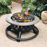 Arlmont & Co. Sowmya 33.66'' H x 47.24'' W Steel Outdoor Fire Pit Table