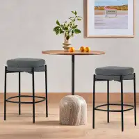 Wade Logan Set of 2 Avril Boucle Backless Bar Stool with Metal Legs