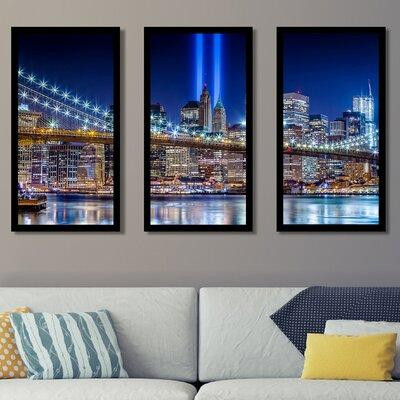 Picture Perfect International 'World Trade Centre Lights over Manhattan' 3 Piece Framed Photographic Print Set in Arts & Collectibles