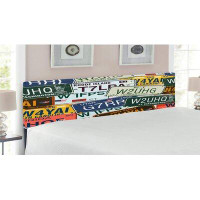 East Urban Home Ambesonne Vintage Headboard for King Size Bed, Original Retro Style Licence Plates Personalized Creative