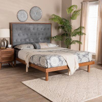 Red Barrel Studio Baxton Studio Bellini Classic And Traditional Grey Fabric And Walnut Brown Finished Wood  Platform Bed