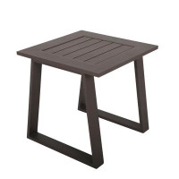 Ebern Designs Torkelson Outdoor Patio Furniture - Brown Cast Aluminum Square Side Table