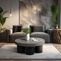 Wildon Home® Bredyn Modern Quartz and Wood 6 Legs Coffee Table