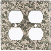 WorldAcc Metal Light Switch Plate Outlet Cover (ACU Camouflage - Double Duplex)