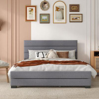 Latitude Run® Queen Size Upholstered Platform Bed With Twin Size Trundle And Two Drawers