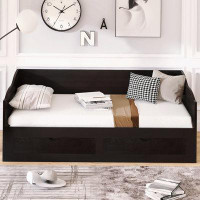 Red Barrel Studio Wooden Daybed with Trundle Bed and Two Storage Drawers,Extendable Bed Daybed