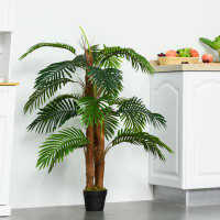 Primrue Primrue 4FT Artificial Palm Tree, Faux Greenery Plant, Decorative Tree In Nursery Pot For Indoor Outdoor Décor