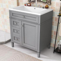 Charlton Home Bathroom Vanity with Top Sink and 2 Drawers and a Tip-out Drawer