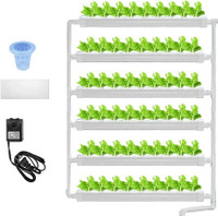 Wall-Mounted PVC Hydroponics Growing Kit 54 Plant Sites 6 Pipes with Pump 141124