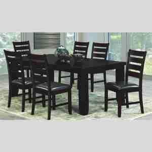 Wooden Dining set with Leather Seat chairs in Dining Tables & Sets in Ontario
