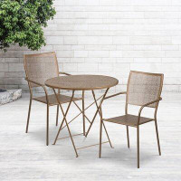 Wade Logan Donley 30'' Round Indoor-Outdoor Folding Patio Table Set with 2 Square Back Chairs