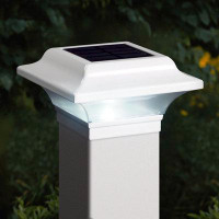 Classy Caps Imperial Solar Powered Integrated LED Metal 2.5 in. x 2.5 in. Fence Post Cap Light with Base Adapter Include