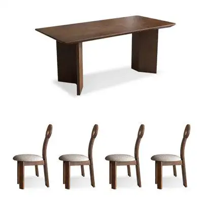 Wildon Home® 4 - Person Brown Rectangular Solid Wood Rectangular Dining Table Set