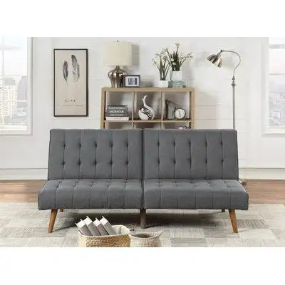 Wrought Studio Wood Frame Sectional Sofa With Wood Legs And Tuft Cushion