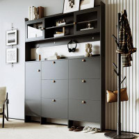 Latitude Run® Multifunctional Shoe Cabinet with Storage Shelf & 6 Flip Drawers