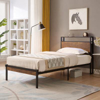 17 Stories Stylish Twin Metal Platform Bed With Usb-ready Wood Headboard, Footboard, Ample Storage, No Box Spring Requir