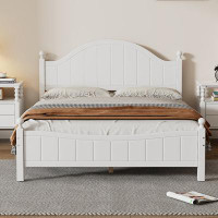 Red Barrel Studio Traditional Concise Style White Solid Wood Platform Bed