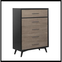 17 Stories Modern Two-Tone Finish 1Pc Chest Of Drawers Walnut Veneer Tapered Turned Legs Bedroom Furniture_52" H x 38" W