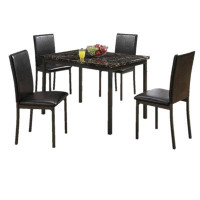 Red Barrel Studio Black Marble Top Dining Table with Side Chairs